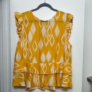 THML Yellow Sleeveless Ruffled Blouse